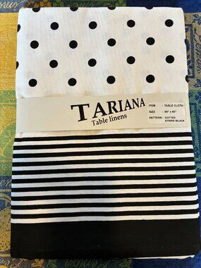 Black/white large cotton tablecloth. NWT